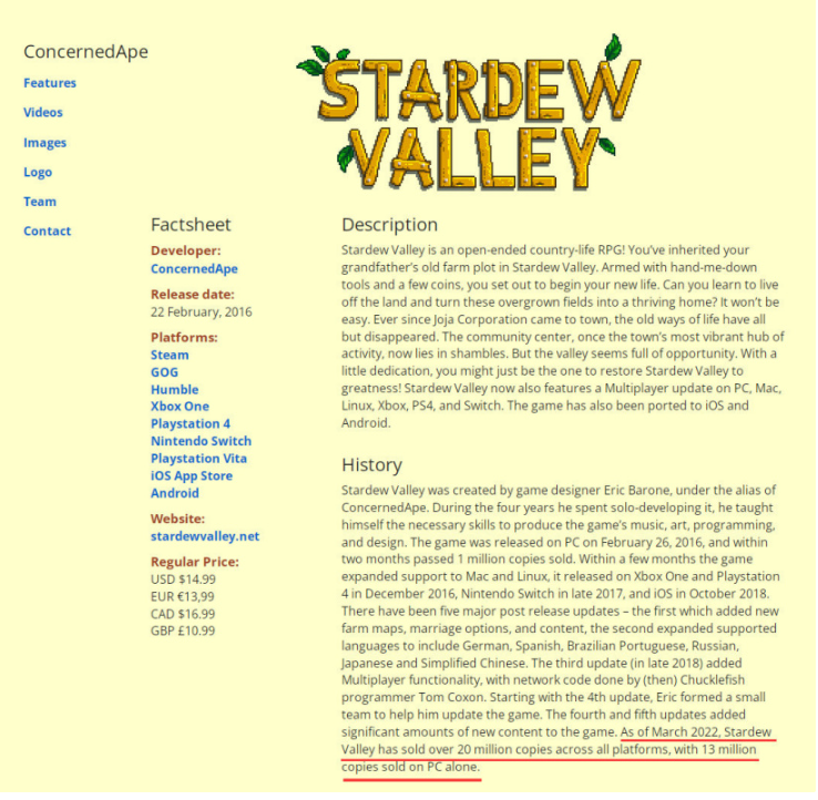《星露谷物语》全平台销量超2000万份，一个人用5年时间做出爆款游戏
