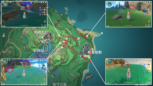 《原神》绯樱绣球采集路线图