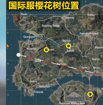 绝地求生刺激战场樱花树在哪个地方 刺激战场樱花树位置一览