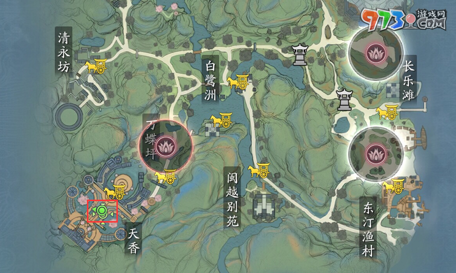 《天涯明月刀》东越天香弟子位置一览